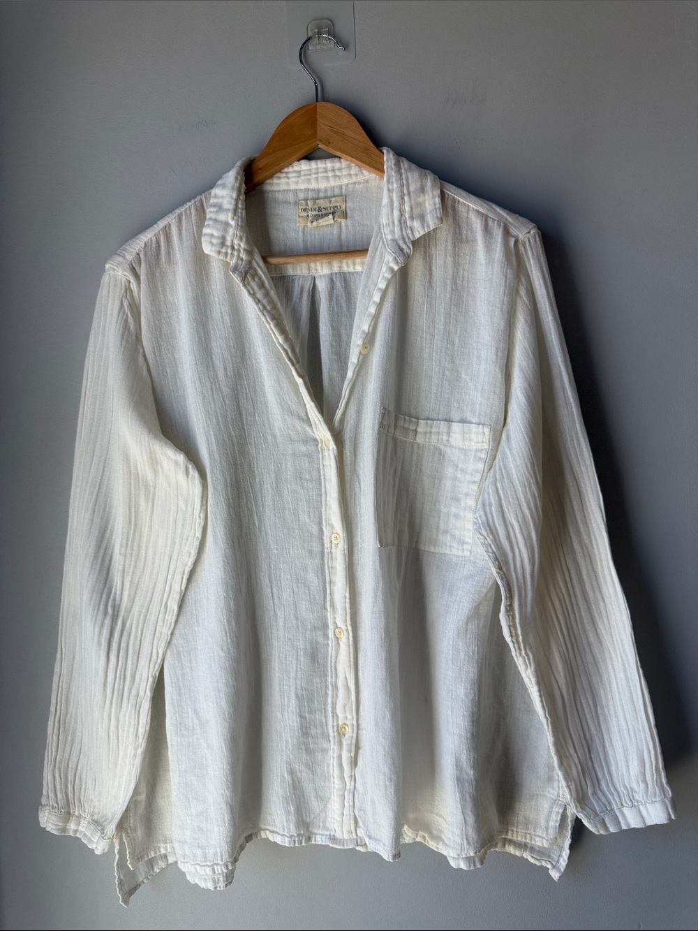 Ralph Lauren Denim & Supply Gauzy Cream Textured Button Down Shirt